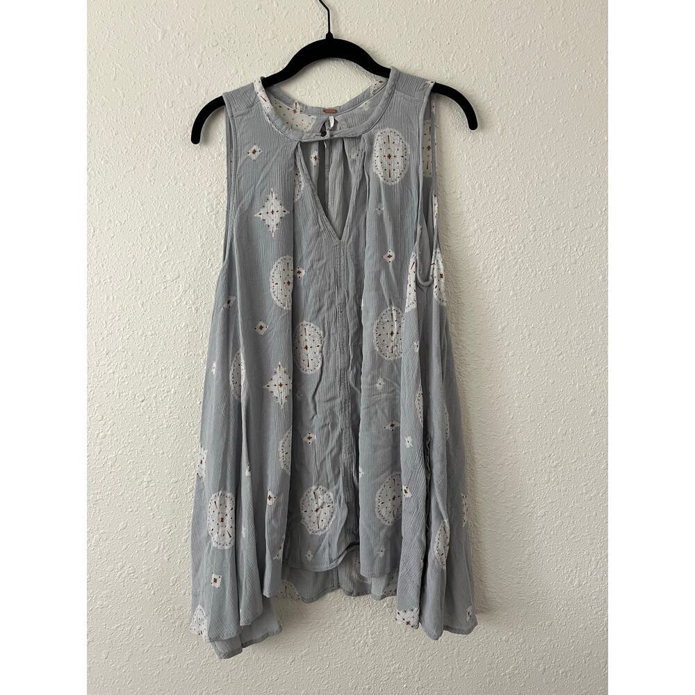 Free People Key Hole Gauze Swing Tank Tunic Size Large